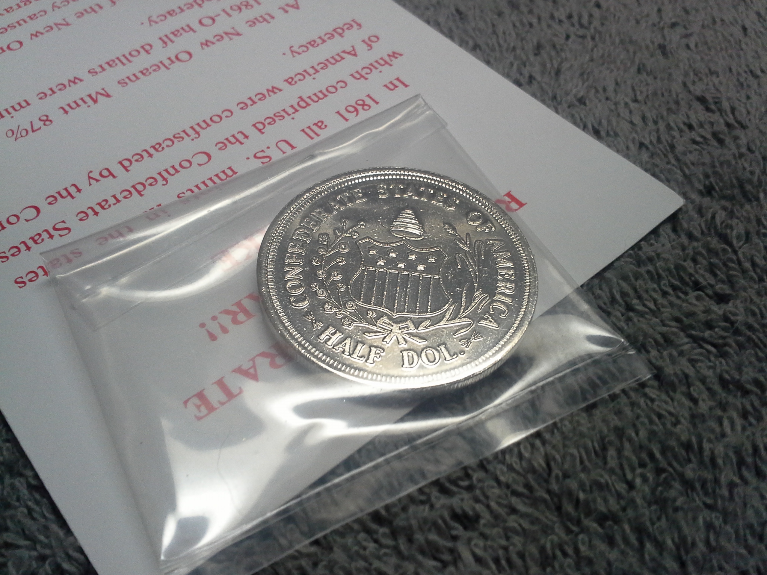 Confederate Coin 1861 Half Dollar Proof-Like Restrike ...