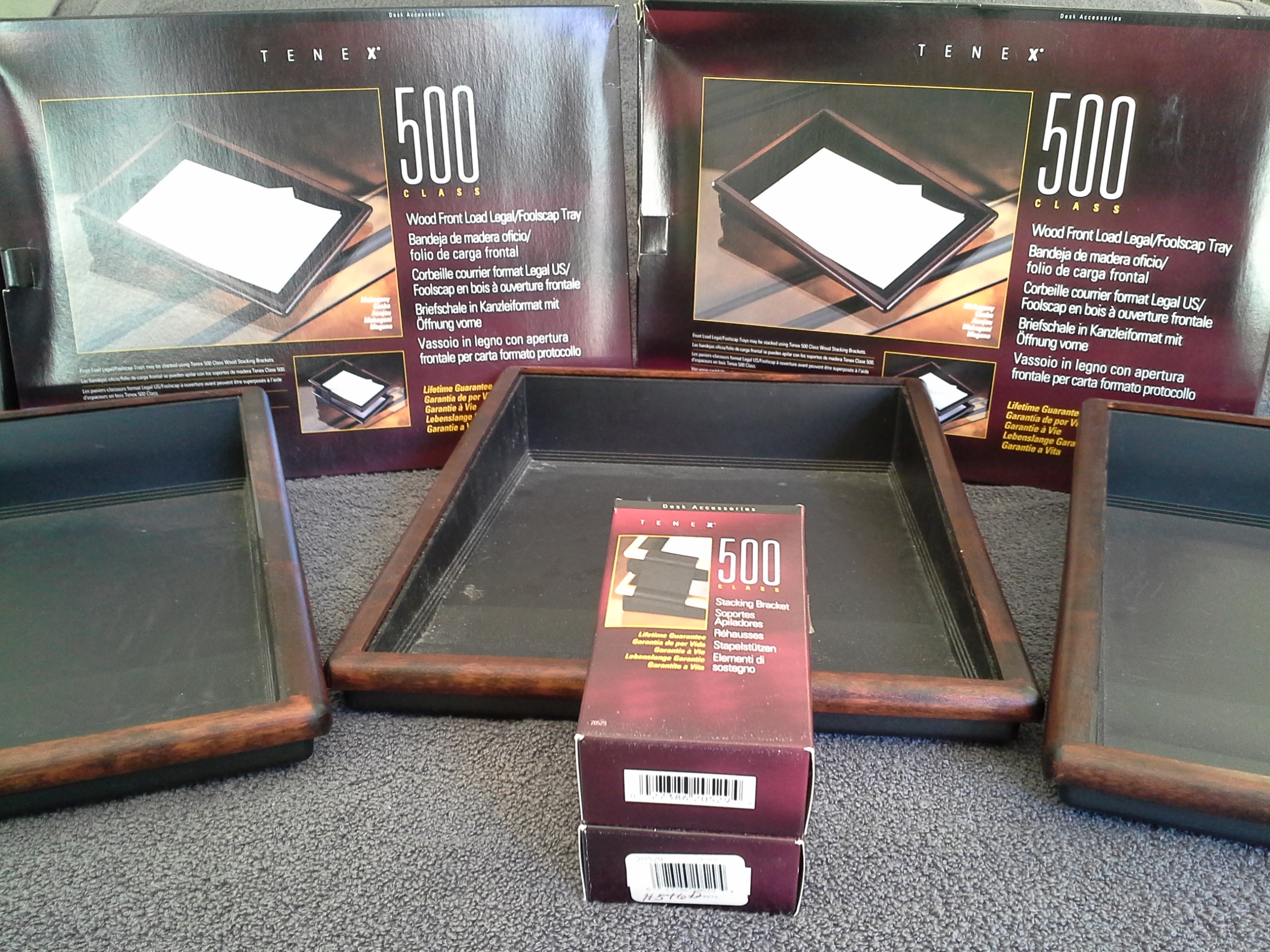 Tenex Class 500 Desk Accessories 5 Front Legal Trays 2 sets Stacking